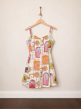 NWT Avec Les Filles Tile Print Fit & Flare Mini Dress 2